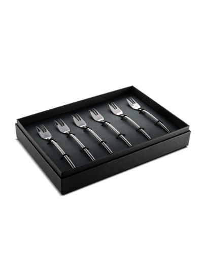 Shop Mepra Due 6-piece Cake Fork Set In Black