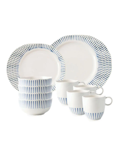Shop Juliska Sitio Stripe 16-piece Dinnerware Set In Indigo Blue