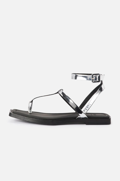 Shop Ami Alexandre Mattiussi Flat Sandals In Silver