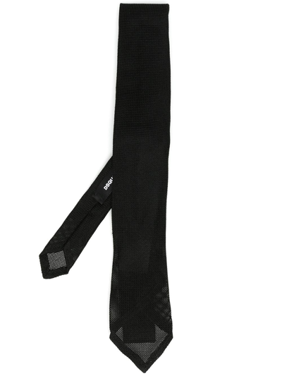 Dsquared2 Semi-sheer Silk Tie In Schwarz