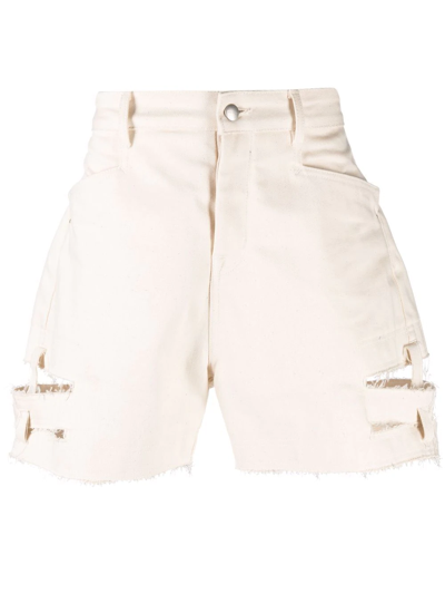 Rick Owens Distressed Cut-off Shorts In Nude