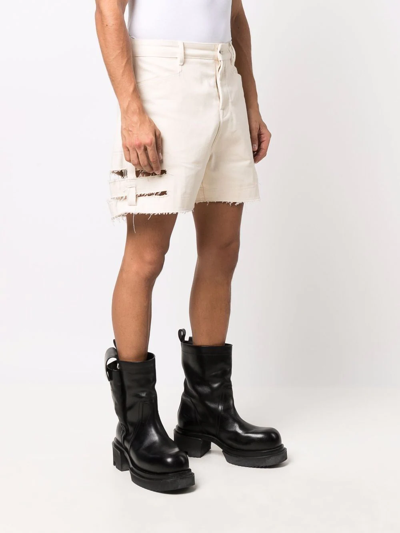 Shop Rick Owens Distressed Cut-off Shorts In Nude