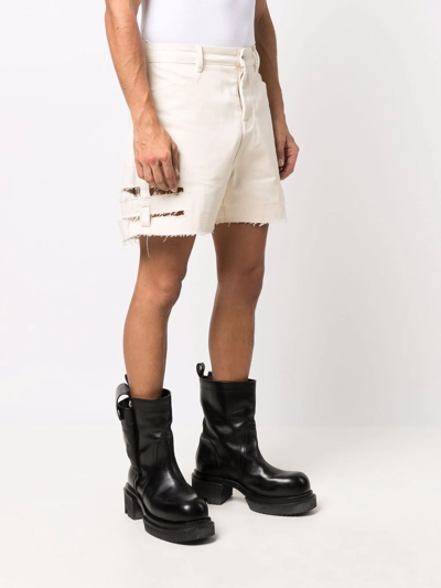 Rick Owens Distressed Cut-off Shorts In Nude