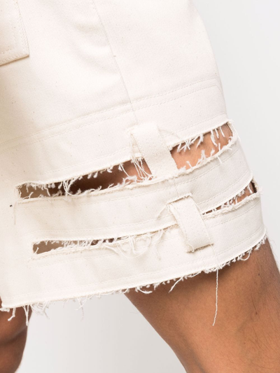 Rick Owens Distressed Cut-off Shorts In Nude