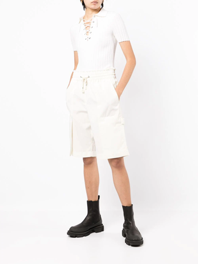 Shop Dion Lee Drawstring Track Shorts In Weiss