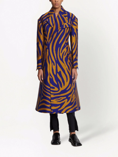 Proenza Schouler Zebra Cotton And Silk-blend Jacquard Coat In Cobalt/bronze