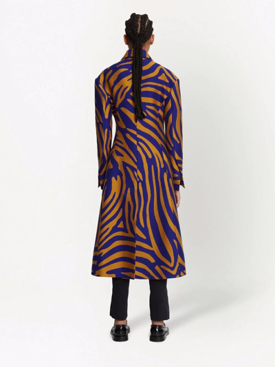 Proenza Schouler Zebra Cotton And Silk-blend Jacquard Coat In Cobalt/bronze