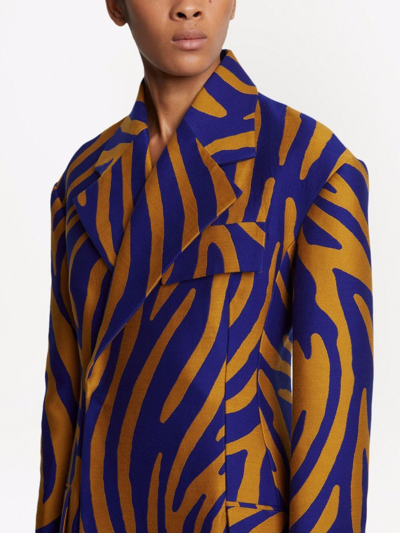 Proenza Schouler Zebra Cotton And Silk-blend Jacquard Coat In Cobalt/bronze