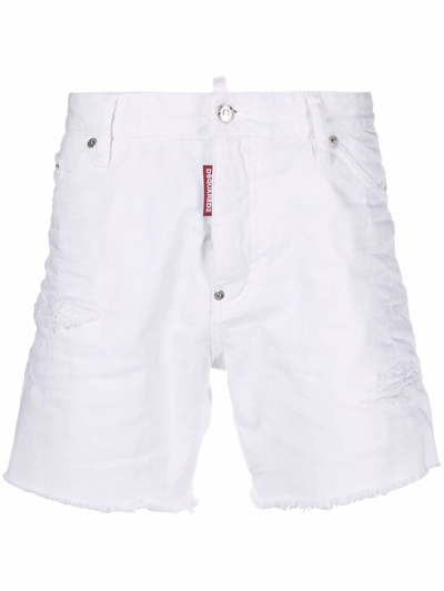 Shop Dsquared2 Slim-fit Denim Shorts In Weiss