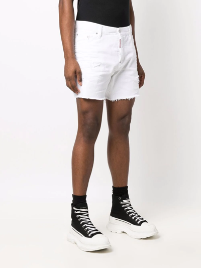 Shop Dsquared2 Slim-fit Denim Shorts In Weiss