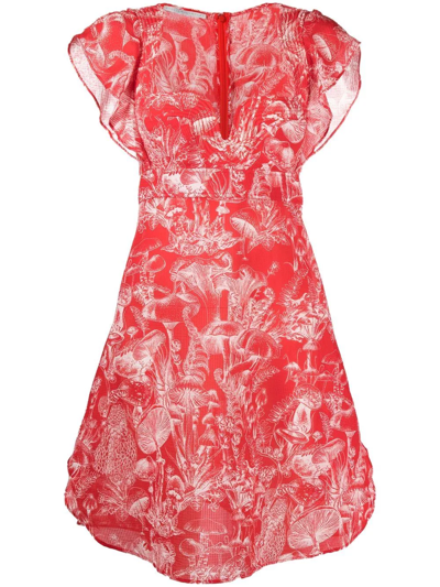 Shop Stella Mccartney Mushroom-print Short Dress In Rot