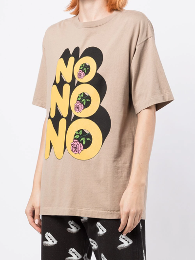 Shop Undercover No No No Print Cotton T-shirt In Braun