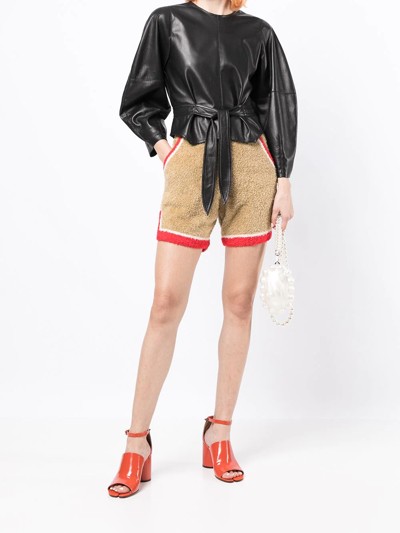 Shop Undercover Side-stripe Towelling Shorts In Braun
