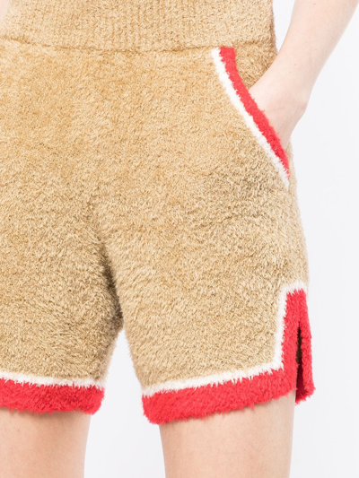 Undercover Side-stripe Towelling Shorts In Braun