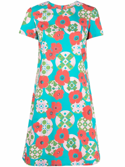 Shop La Doublej Poppy-print Swing Dress In Blau