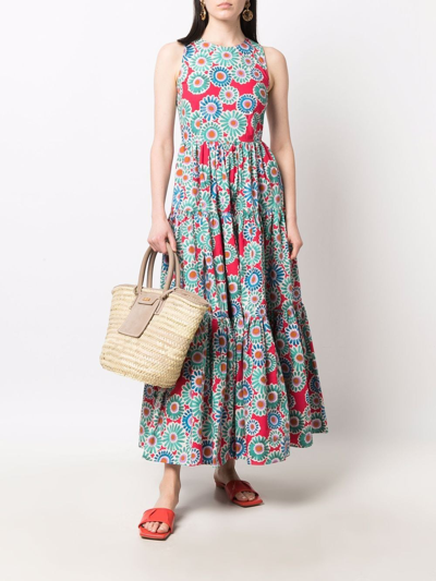 Shop La Doublej Floral-print Sleeveless Dress In Rot
