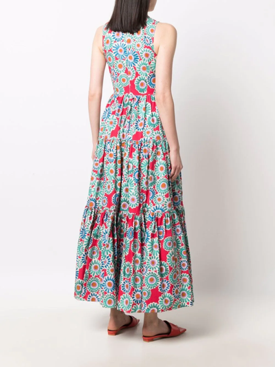 Shop La Doublej Floral-print Sleeveless Dress In Rot