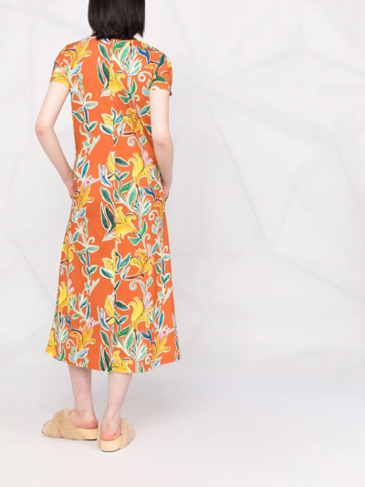 Shop La Doublej Sporty Swing Floral Dress In Orange