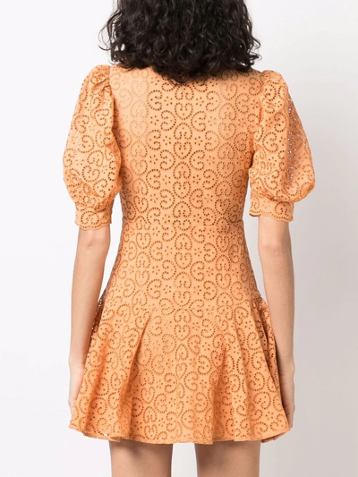 Shop Sandro Kendal Broderie Anglaise Flared Dress In Orange