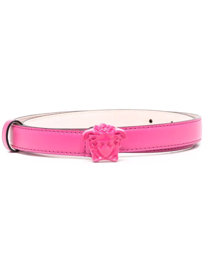Shop Versace La Medusa Leather Belt In Rosa