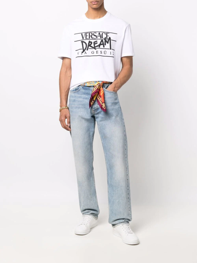 Shop Versace Logo-print Short-sleeved T-shirt In Weiss