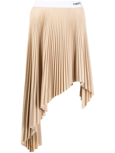 Shop Coperni Asymmetrical Pleated Skirt In Skin Tones