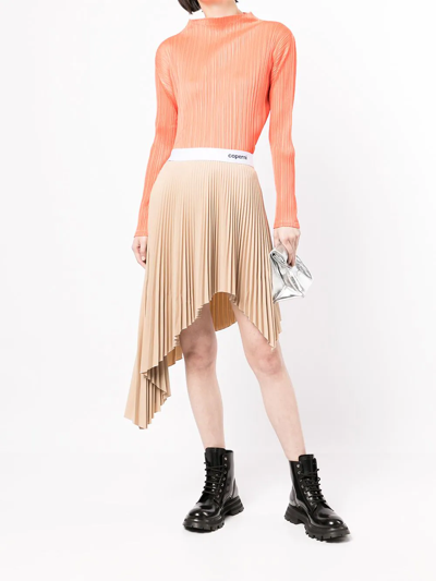 Shop Coperni Asymmetrical Pleated Skirt In Skin Tones