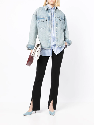 Shop Wardrobe.nyc Denim Shirt Jacket In Blau