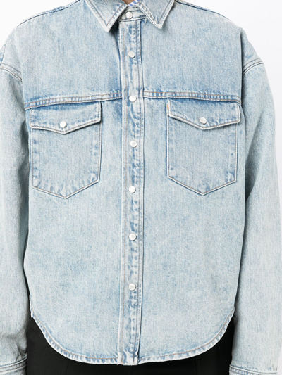 Shop Wardrobe.nyc Denim Shirt Jacket In Blau