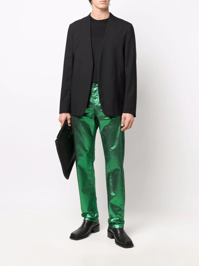 Shop Etro Metallic-finish Jeans In Grün