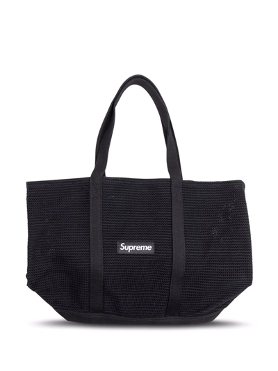 Shop Supreme String Logo-patch Tote Bag In Black