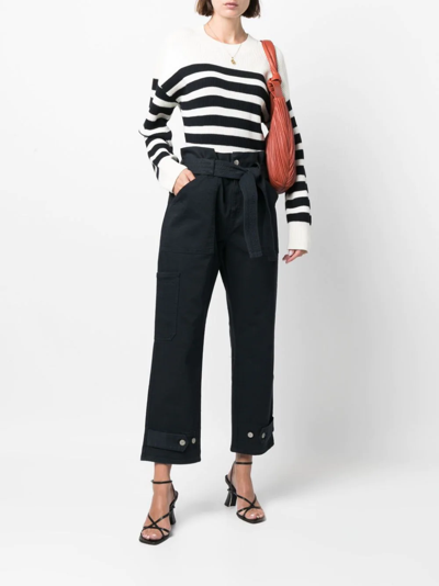 P.a.r.o.s.h Parosh Cropped Paperbag-waist Trousers In Blau