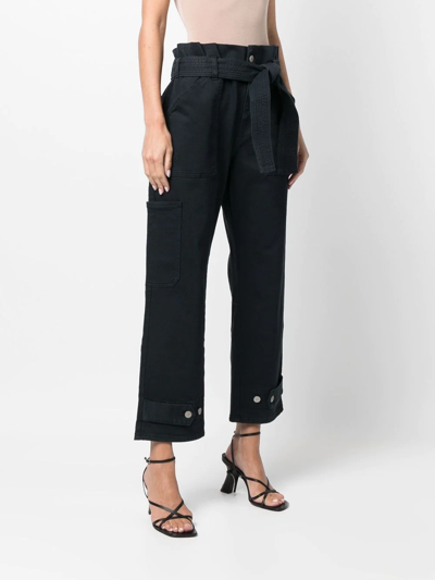 Shop P.a.r.o.s.h Cropped Paperbag-waist Trousers In Blau
