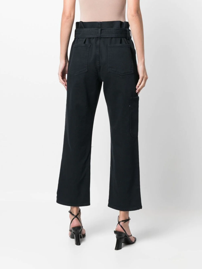 P.a.r.o.s.h Parosh Cropped Paperbag-waist Trousers In Blau