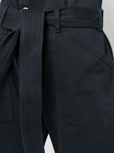 P.a.r.o.s.h Parosh Cropped Paperbag-waist Trousers In Blau