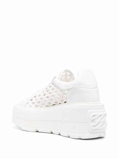 Shop Casadei Woven Platform Sneakers In Weiss