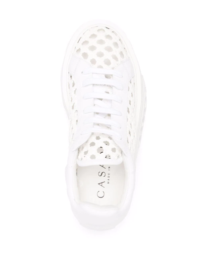 Shop Casadei Woven Platform Sneakers In Weiss