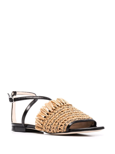 Fabiana Filippi Raffia-strap Leather Sandals In Nude