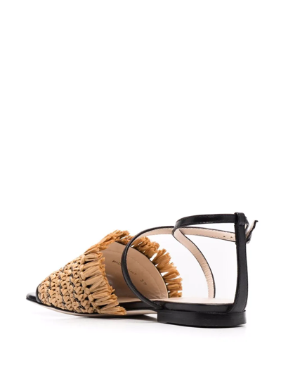Fabiana Filippi Raffia-strap Leather Sandals In Nude