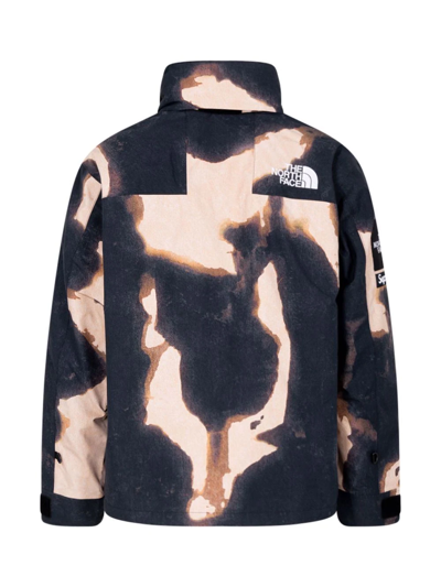 Shop Supreme X The North Face Bleached Denim-print Mountain Jacket In Brown