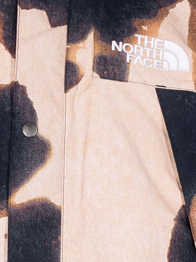 Shop Supreme X The North Face Bleached Denim-print Mountain Jacket In Brown