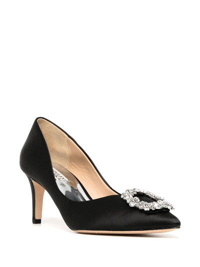 Shop Badgley Mischka Carrie Crystal-buckle 70mm Pumps In Schwarz