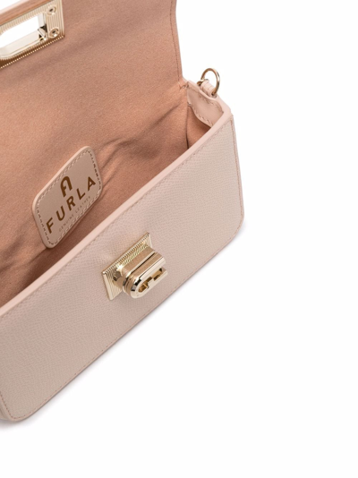 Furla Foldover Leather Satchel Bag In Nude