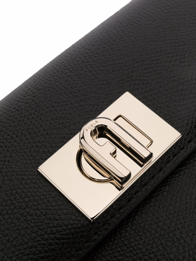 Furla Foldover Leather Satchel Bag In Schwarz