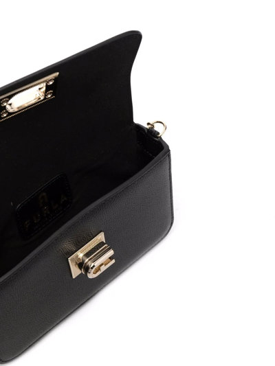 Furla Foldover Leather Satchel Bag In Schwarz