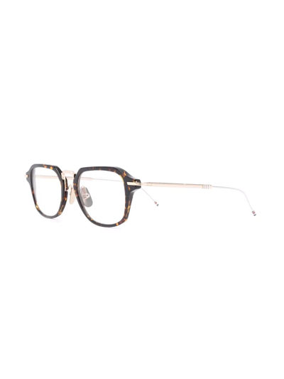 Thom Browne Tortoiseshell-effect Square-frame Glasses In Braun