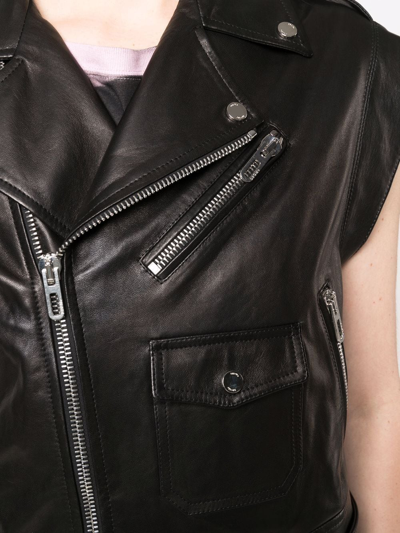 Shop Drome Short-sleeve Leather Biker Jacket In Schwarz