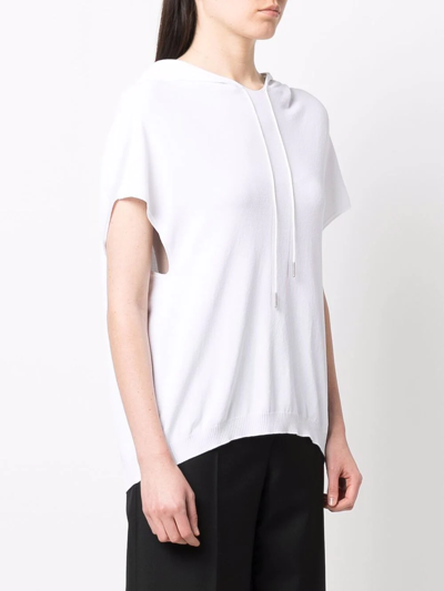 Shop Fabiana Filippi Fine-knit Short-sleeved Hoodie In Weiss