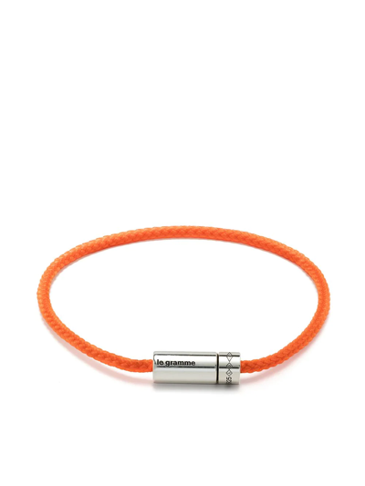 Shop Le Gramme 7g Silver Nato Cable Bracelet In Orange