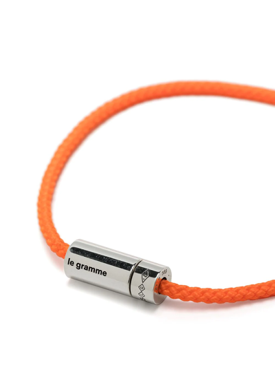 Shop Le Gramme 7g Silver Nato Cable Bracelet In Orange